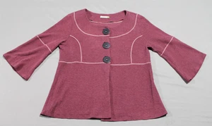 Cárdigan Chalet Mujer Pequeño Granate Hecho en EE. UU. Botones Grandes Mangas Campana 3/4 - Imagen 1 de 8