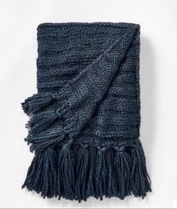 Threshold Studio McGee 60x50" Raised Stripe Chunky Knit Throw Blanket - Black - Picture 1 of 7