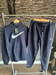 Brand New Nike Swoosh Mens Hoodie & Joggers Full Tracksuit Blue - Picture 1 of 14