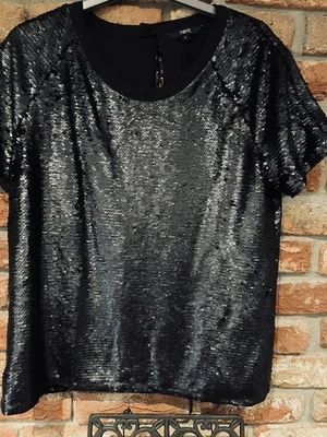 Festive Sparkly Next Black Sequin Top, Size 12, New Without Tags - Image 1 of 4