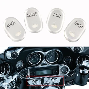 4pcs Motorcycle Chrome Switch Rocker Caps Panel Cover For Touring Ultra Limited - Imagen 1 de 10