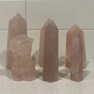 Natural Pink Rose Quartz Point Crystal Tower Healing Generator Assorted Bulk Lot - Picture 1 of 18