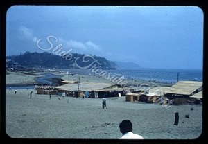 Japan Beach Scene Signs People 35mm Slide 1950s Red Border Kodachrome - Picture 1 of 3