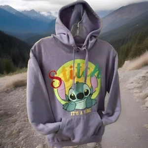 Disney Stitch, Kids Hoodie Sweatshirt Size 7-9.  Purple In Color With Pouch  - Picture 1 of 4