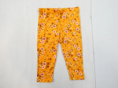 Nannette Baby Girls Leggings Yellow Floral Print Glitter Accents Stretch 12M - Image 1 of 4