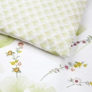 New Yves Delorme Ginkgo C King Fitted Sheet 75x85" White Green Leave France NWT - Picture 1 of 24