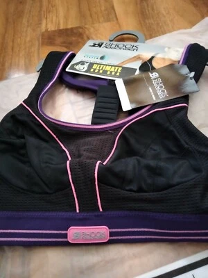 Sports Bra Shock Absorber  Ultimate Black Purple & Pink Adjustable NEW/TAGS - Image 1 of 4