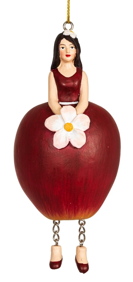 Blumenmädchen Fee Deko Figur Elfe Apfel Rot hängend - Bild 1 von 1