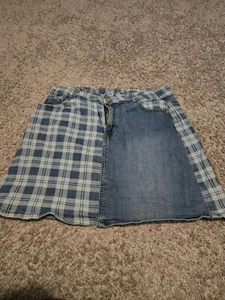 WONDER NATION Denim Skirt Girls Size XL (14-16) Medium Wash Two Tone - Picture 1 of 11