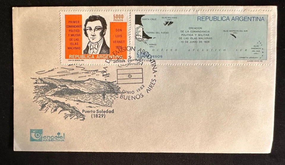 CM) 1982. ARGENTINA. DON LUIS VERNET. FALKLAND ISLANDS. FDC. PUERTO SOLEDAD. XF - Image 1 of 1