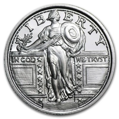 1/4 oz Silver Round APMEX Standing Liberty Quarter design BU - Image 1 of 2