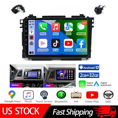 Android 13 Apple Carplay GPS Car Stereo Radio For Honda Vezel HR-V HRV 2014-2019 Foto 1 de 4