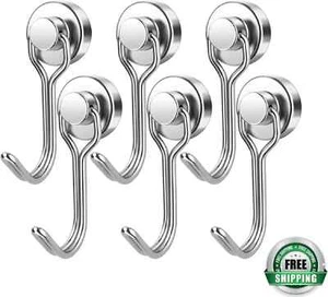 6 Pack Swivel Swing Magnetic Hook 30LBS Heavy Duty Magnetic Hooks Strong Neodymi - Picture 1 of 5