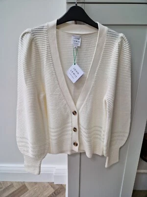 BNWT John Lewis Ivory Mixed Stitch V Neck Cardigan Size 8 - Image 1 of 4