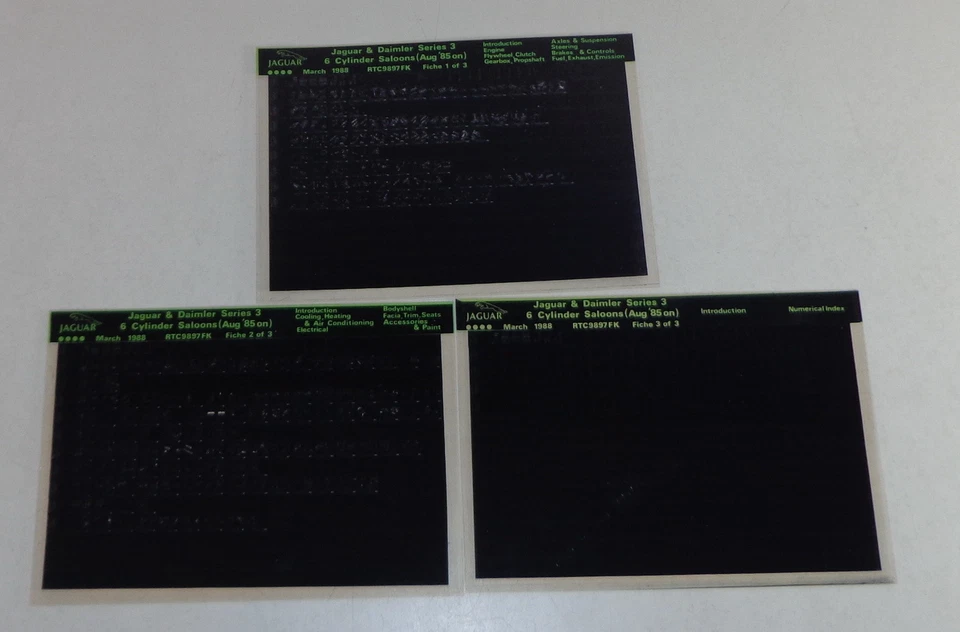 Microfiche Catalogo Ricambi Jaguar & Daimler Serie 3, 6 Cilindro Saloons Von - Immagine 1 di 1