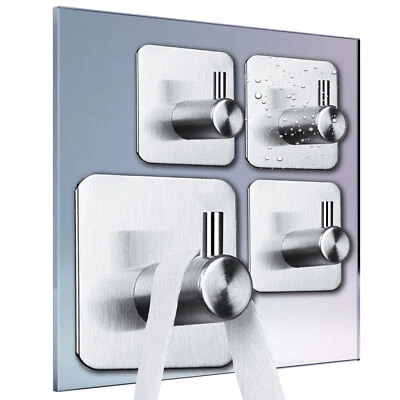 Handtuchhaken Handtuchhalter 4er Pack selbstklebend ohne Bohren Edelstahl - Bild 1 von 4