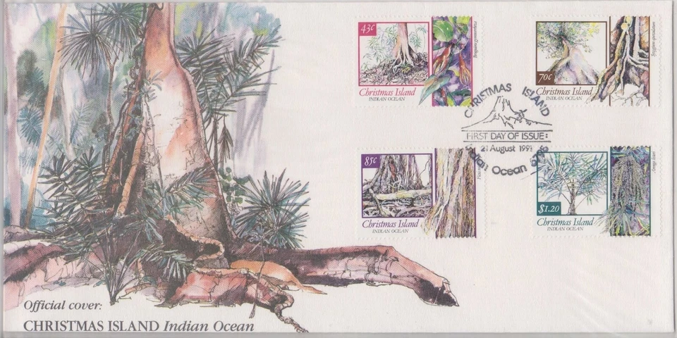 CHRISTMAS ISLAND 1991 Local Trees & Forests/Ramsar Wetlands Flora SG 330-333 FDC - Image 1 of 1