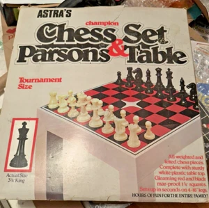 Astra's Champion Chess Set & Parsons Table rare vintage 1970s New Old Stock - Picture 1 of 22