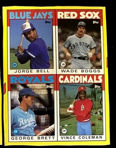 WADE BOGGS, GEORGE BRETT,VINCE COLEMAN,JORGE BELL 1986 TOPPS BOX BOTTOM - Foto 1 di 1
