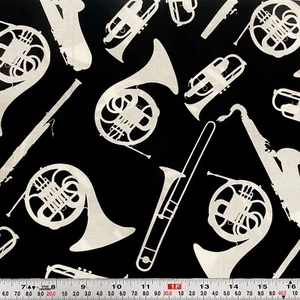 All That Jazz Music Instruments Robert Kaufman Cotton Fabric Remnant 9" x 43" - Picture 1 of 2