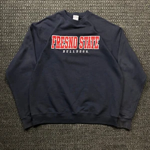 Vintage Fresno State Bulldogs Crewneck Sweatshirt Sweater Navy Blue Champion L - Picture 1 of 8