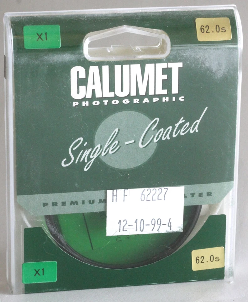 New Sealed Calumet Photographic Single-Coated Green 62 mm X1 Camera Lens Filter! - Image 1 of 4