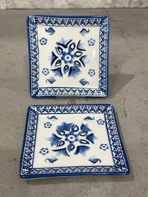 Gres opalhouse 2 platos pequeños azul y blanco Foto 1 de 4