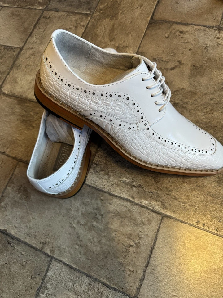 Zapatos de vestir Giovanni blancos con estampado de cocodrilo para hombre talla 9,5 Foto 1 de 4
