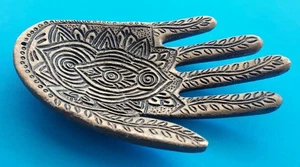 Hamsa Hand Palme Räucherstäbchen Kegel Schmuck Halter Goldfarben Aluminium - Bild 1 von 5