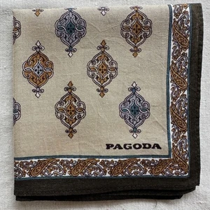 Vintage Handkerchief Geometric Celtic Knot Pattern Cotton Brown Pocket Square 16 - Picture 1 of 3