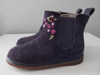 Clarks Leather Toddler Boots Girls Shoes size 5 Embroidered Floral - Image 1 of 4