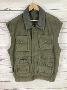 Suede Hunting Gilet XL Fishing Khaki Zip Up - Picture 1 of 8