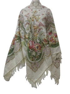 NEW 56"x56" Russian Pavlovo Posad Shawl 100% Wool Floral PASTEL COLORS Wrap - Picture 1 of 20
