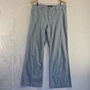Ralph Lauren Hose weites Bein Damen Gr. 12 blau Chambray mittelhoher Bund modern klassisch - Bild 1 von 12