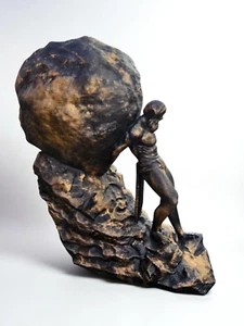 Estatua de Sísifo - Escultura mitológica impresa en 3D con acabado de bronce pintado a mano - Imagen 1 de 6