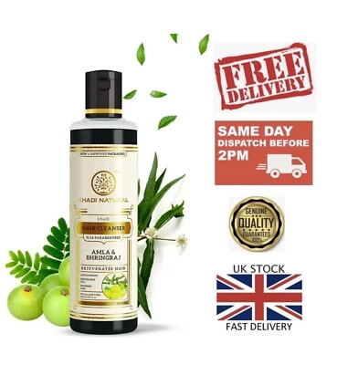 Khadi Natural Ayurvedic Herbal Shampoo Hair Cleanser 210ml, Amla and Bhringraj - Image 1 of 4
