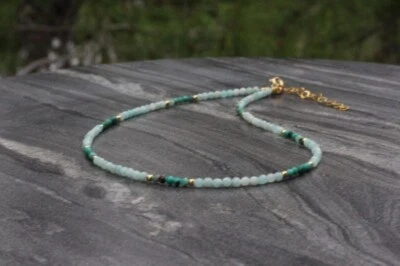 Blauer Türkis & Amazonit facettierte runde Edelstein Perlen handgefertigte Ha... - Bild 1 von 4