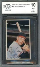 1969 mlb photo stamps #26 ROGER REPOZ los angeles angels BGS BCCG 10