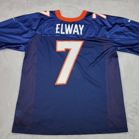 Denver Broncos Jersey Men Large Blue Orange Jihn Elway Football Team Shirt Adult Cover