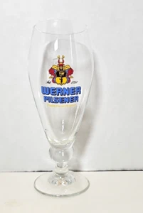 Werner Pilsener Poppenhausen / Franken Beer Glass Ornate Stem .4L 8.25" Tall - Picture 1 of 2