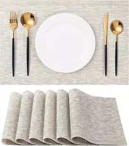 Placemats Set of 6 Washable Indoor/Outdoor Vinyl Place Mats for Dining Table Dur - Picture 1 of 6