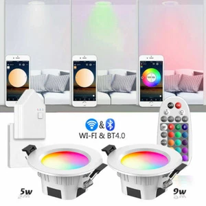 4 PIEZAS Smart WIFI Bluetooth 5W 9W RGB CW WW LED Downlight APLICACIÓN Control Remoto Reino Unido - Imagen 1 de 14