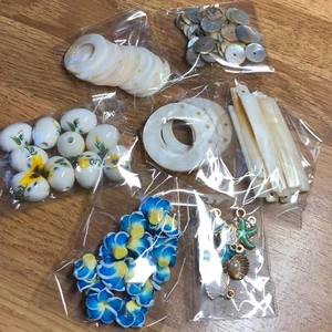 Hawaii theme bead and charm bundle pack one including glass and shell beads - Picture 1 of 9