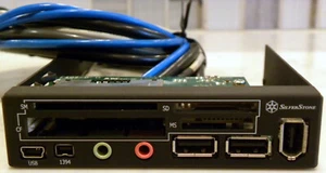 SilverStone SST-FP34B Premium 3.5" Multi Card Reader & Front I/O Audio USB 1394 - Picture 1 of 9