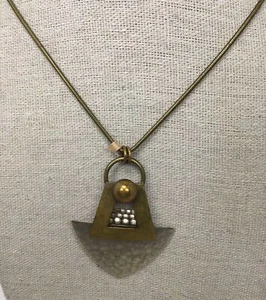 Marjorie Baer Mixed Metal Hammered Geometric Pendant Necklace - Picture 1 of 5