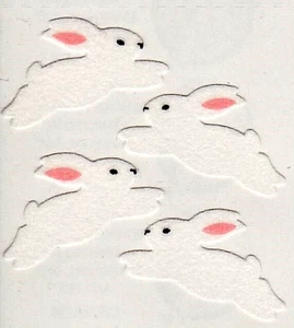 Pegatinas de álbum de recortes vintage Sandylion RaRe CONEJOS BLANCOS DIFUSOS D14 SIN IMPRESIÓN - Imagen 1 de 1