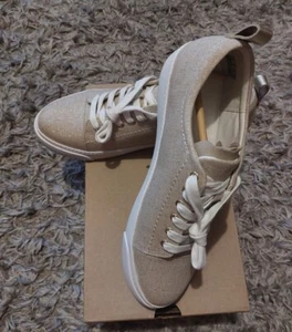 Clarks Glove Echo Champagne Dorado Lona Tenis Entrenadores Zapatos Reino Unido 8 D UE 42 - Imagen 1 de 5