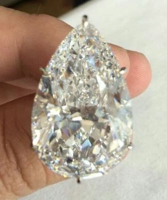 40ct Cocktail Party Ring inspired 925 Sterling Silver White Big Pear Solitair  - Image 1 of 2