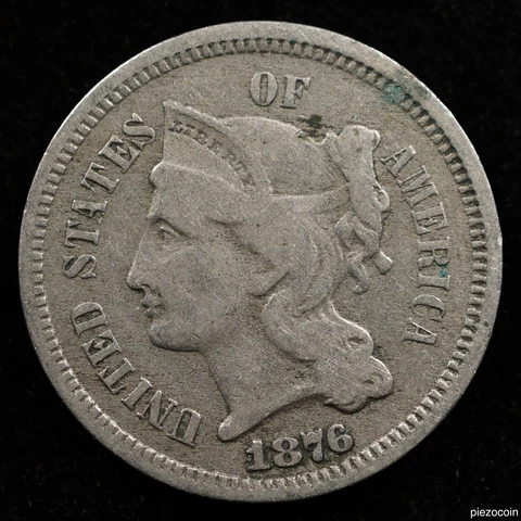 United States 3 Cents Nickel 1876, Coin, Inv#A235 Cover