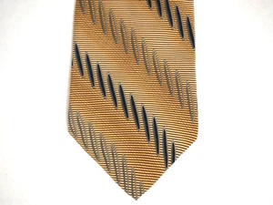 Bill Blass Black Label Mens Necktie Tie Yellow Grey Geometric 100% Silk Wide 58" - Picture 1 of 4